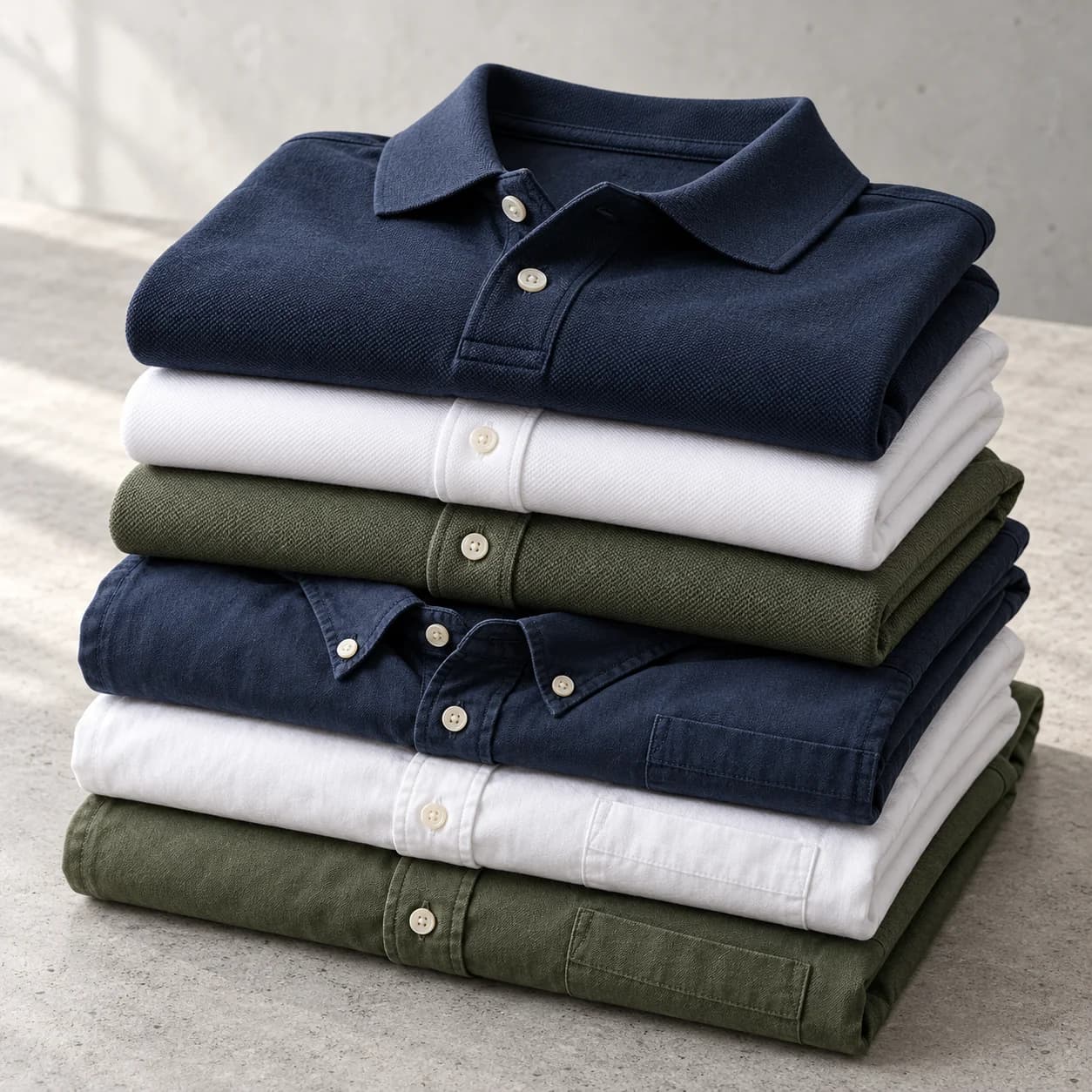 Folded custom mens polo and woven shirts for China OEM production