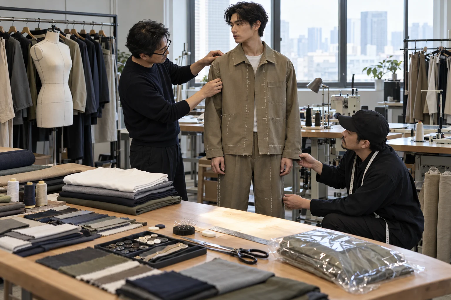 Plan a Menswear Sample Approval Session: Assess fit on a live model; Inspect fabric, seams, and trims; Set aside the approved bulk reference