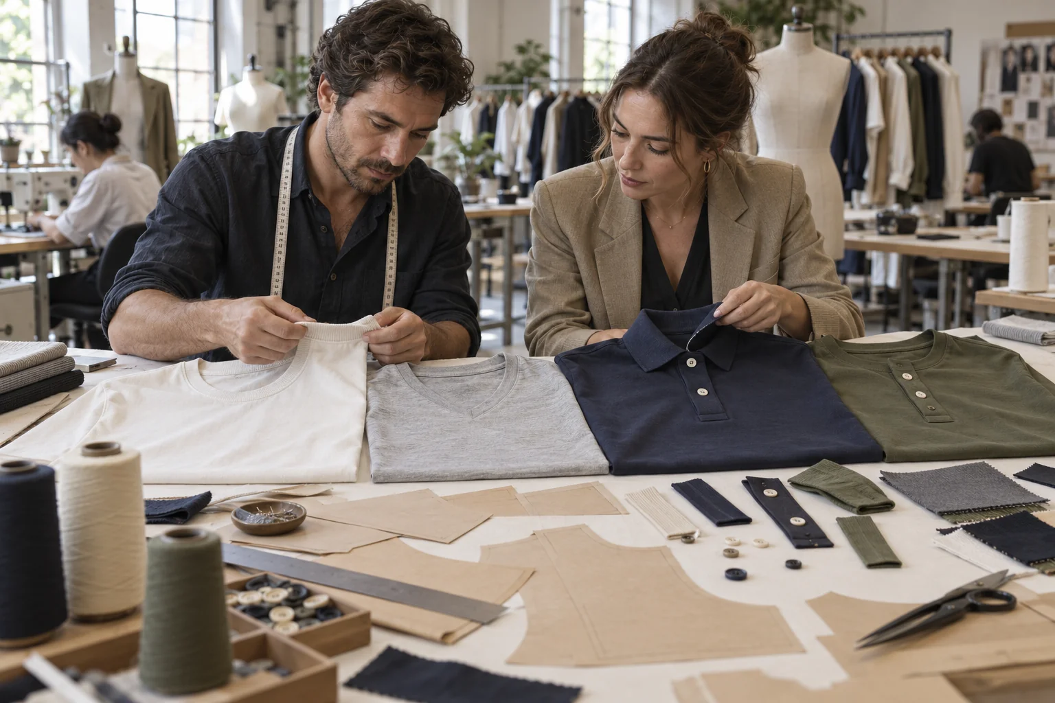 Plan a Collar and Neckline Review: Compare neckline shapes; Test rib and collar recovery; Inspect plackets and stitching