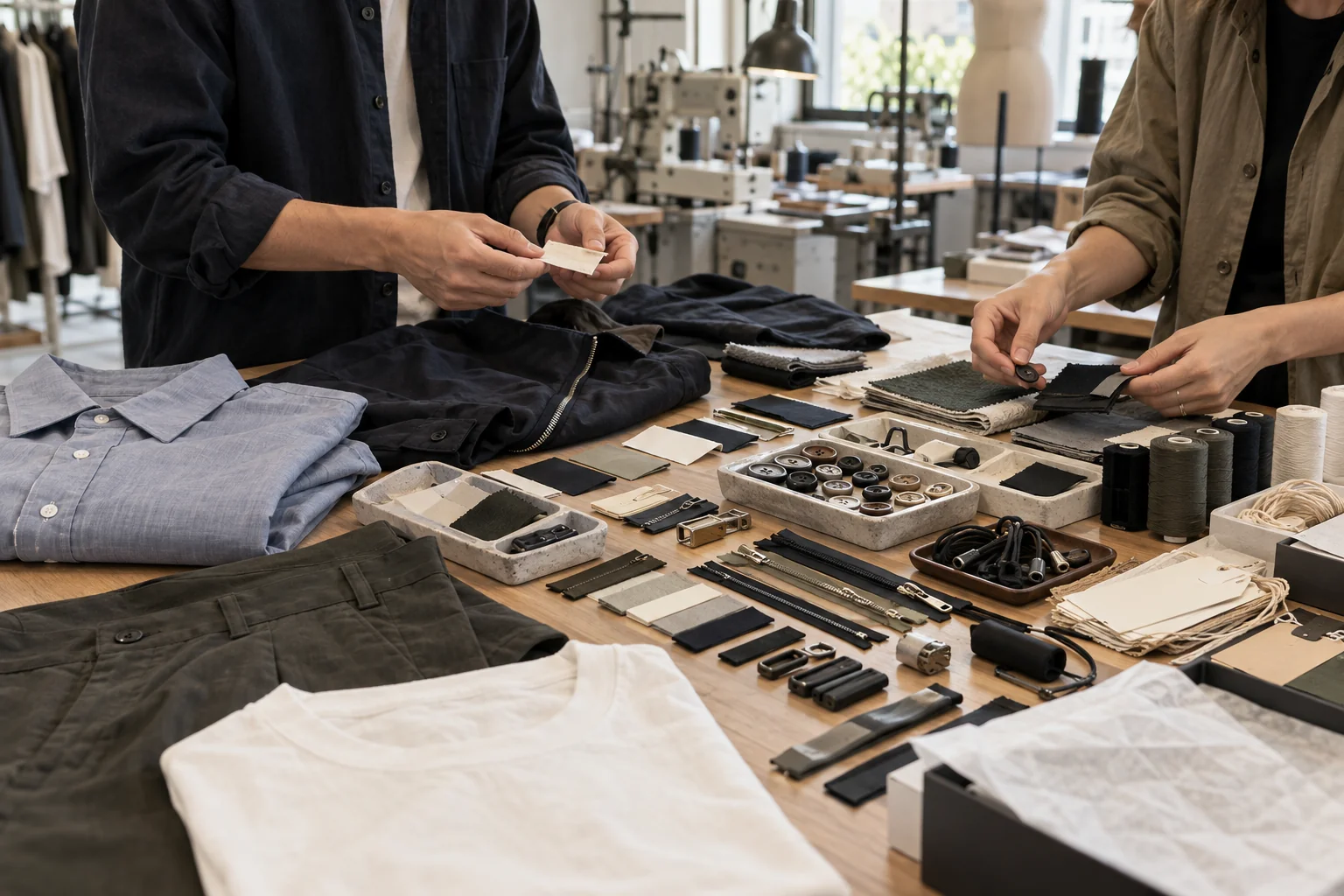 Plan a Labels and Trims Approval Table: Group labels and trims by garment; Compare material, color, and finish; Confirm placement on real samples