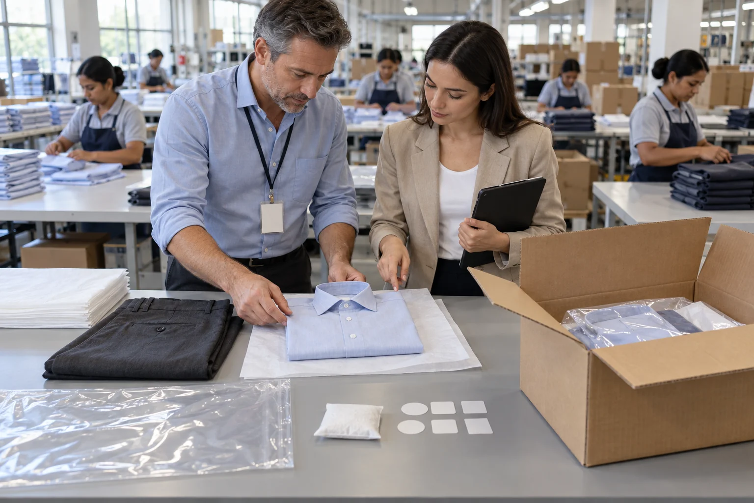 Plan the OEM Packing Standard: Approve the folding method; Check bag and label position; Test carton protection
