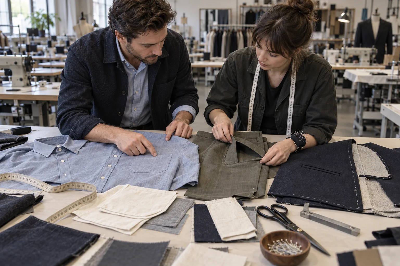 Plan a Menswear Pocket Construction Review: Display patch, welt, and inseam pockets; Expose pocket bags and seam allowances; Show placement and symmetry checks