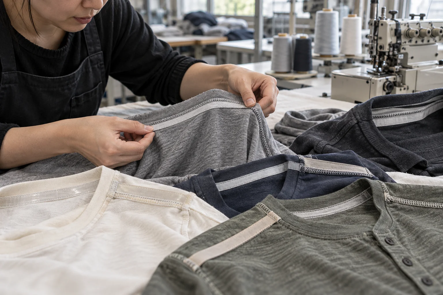 Plan a Shoulder Stay Tape Review: Prepare alternate tape constructions; Test shoulder stretch and recovery; Check seam bulk on each garment type