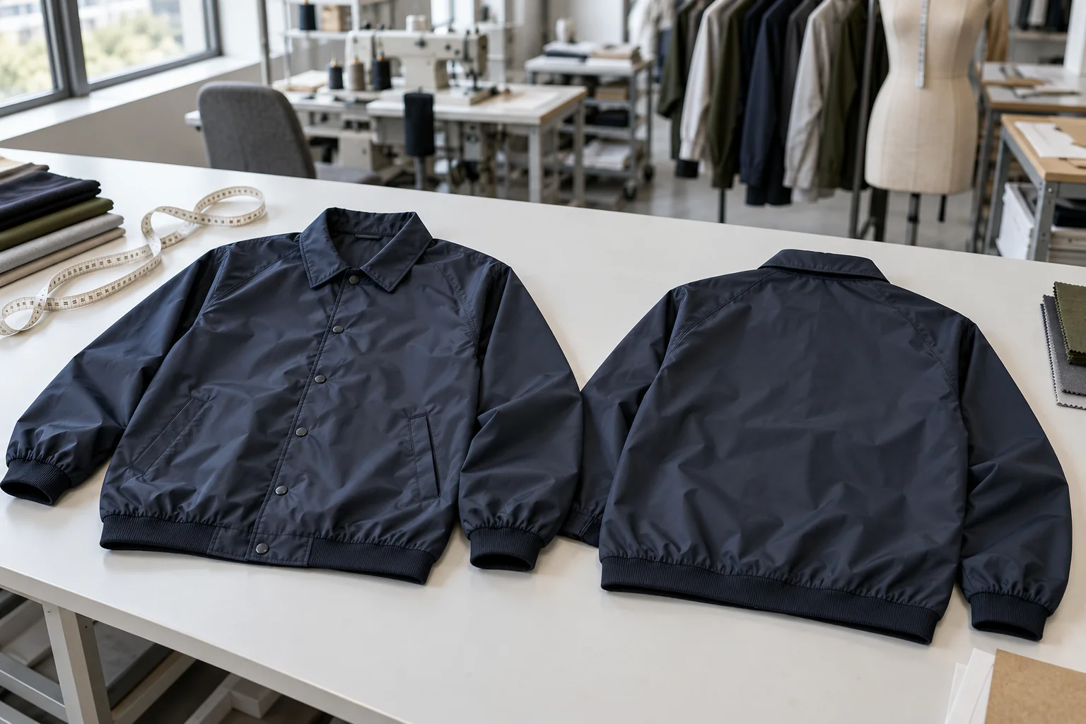 Connect the coach jacket brief to bulk release: Define materials, fit, and construction; Verify decoration and garment sample; Close deviations and release bulk gates