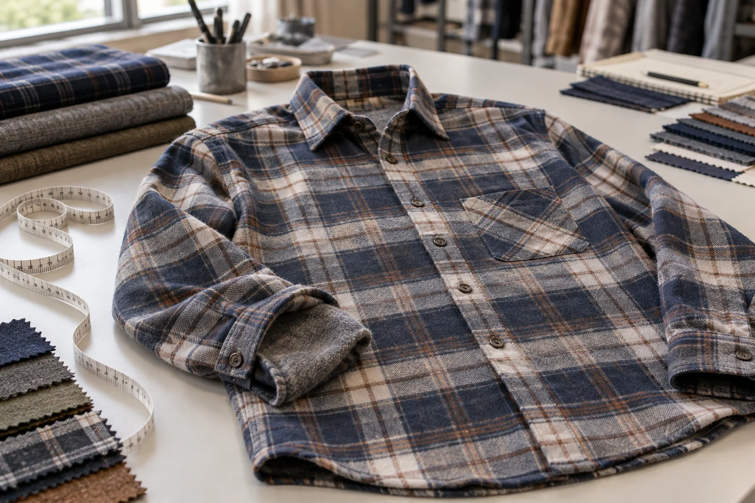 Connect the flannel brief to bulk approval: Identify fabric, check, and construction; Approve finished fit and decoration; Release documented materials and production