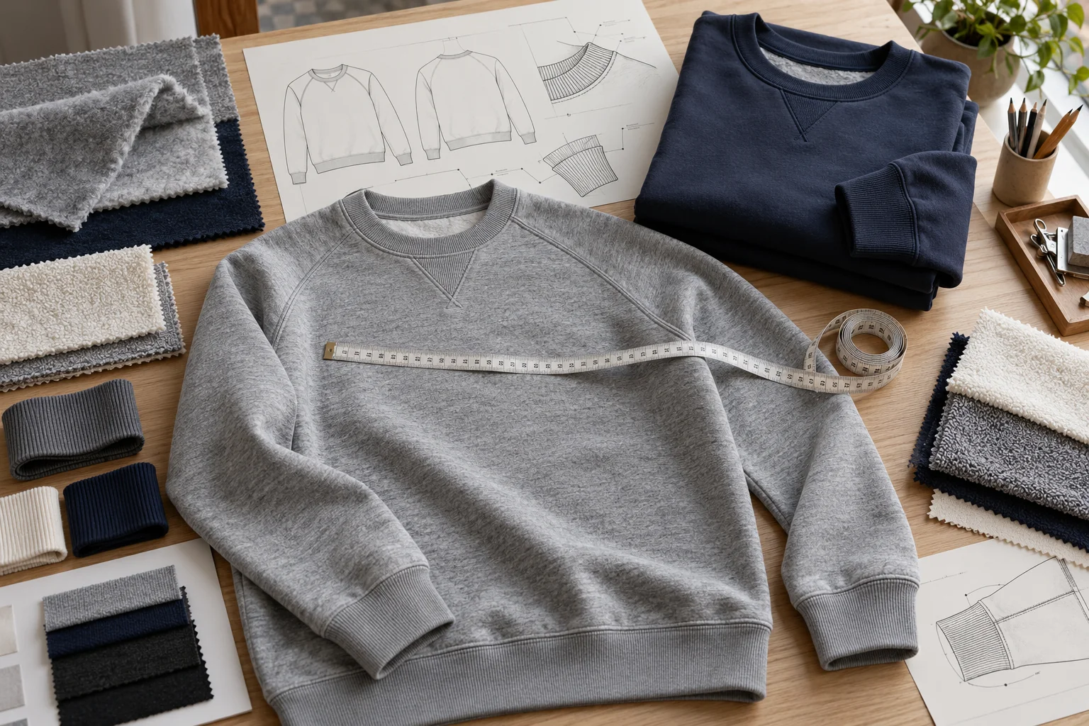 Connect the sweatshirt brief to bulk release: Define fabric and construction; Validate decoration and care; Approve samples and release bulk