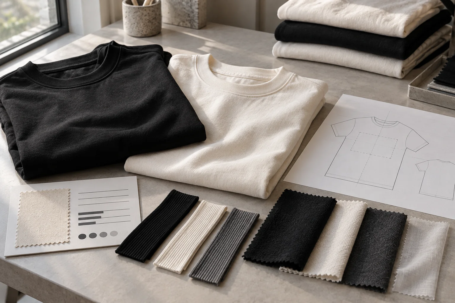 Connect the heavyweight brief to bulk release: Define fabric and garment targets; Validate fit, care, and decoration; Approve references and release bulk