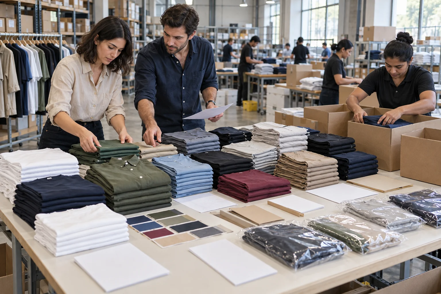 Plan a Color and Size Allocation Session: Group garments by color; Balance sizes by demand; Confirm carton organization
