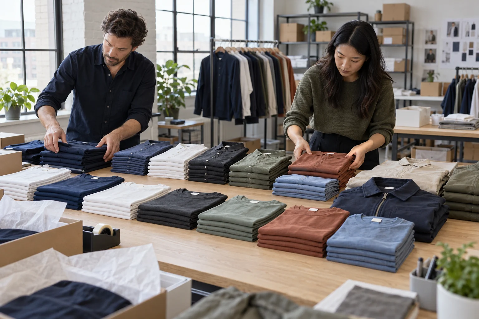 Plan a First-Order Size and Color Layout: Arrange garments by visible size range; Prioritize core colors over accents; Rebalance stacks to limit inventory risk