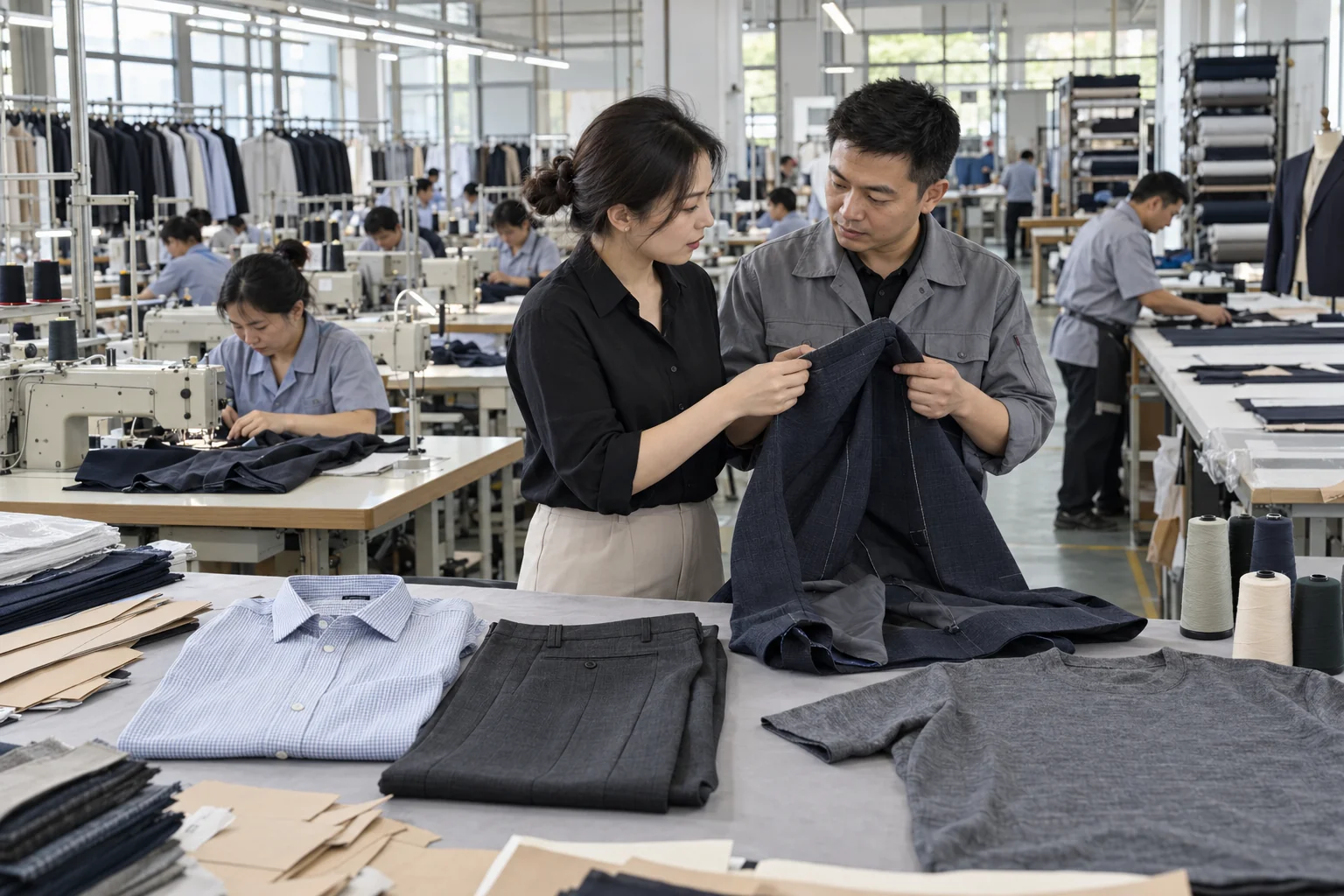 Factory Audit for Menswear Supplier Vetting: Verify factory role and category fit; Inspect samples and active production; Confirm quote and communication ownership