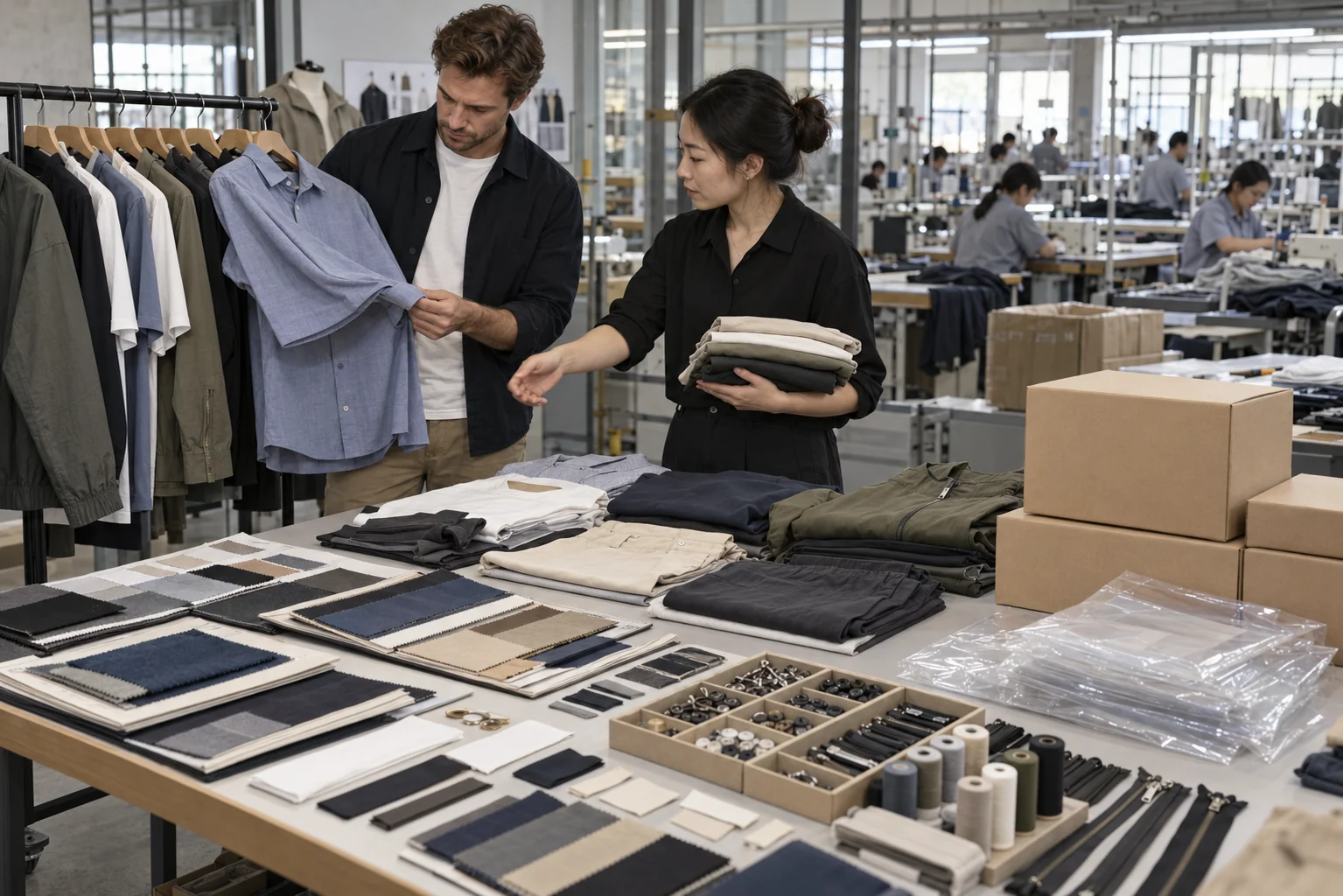 Wholesale Menswear Order Review: Compare OEM routes on matching styles; Approve labels, packing, and samples; Align MOQ, pricing, and responsibilities