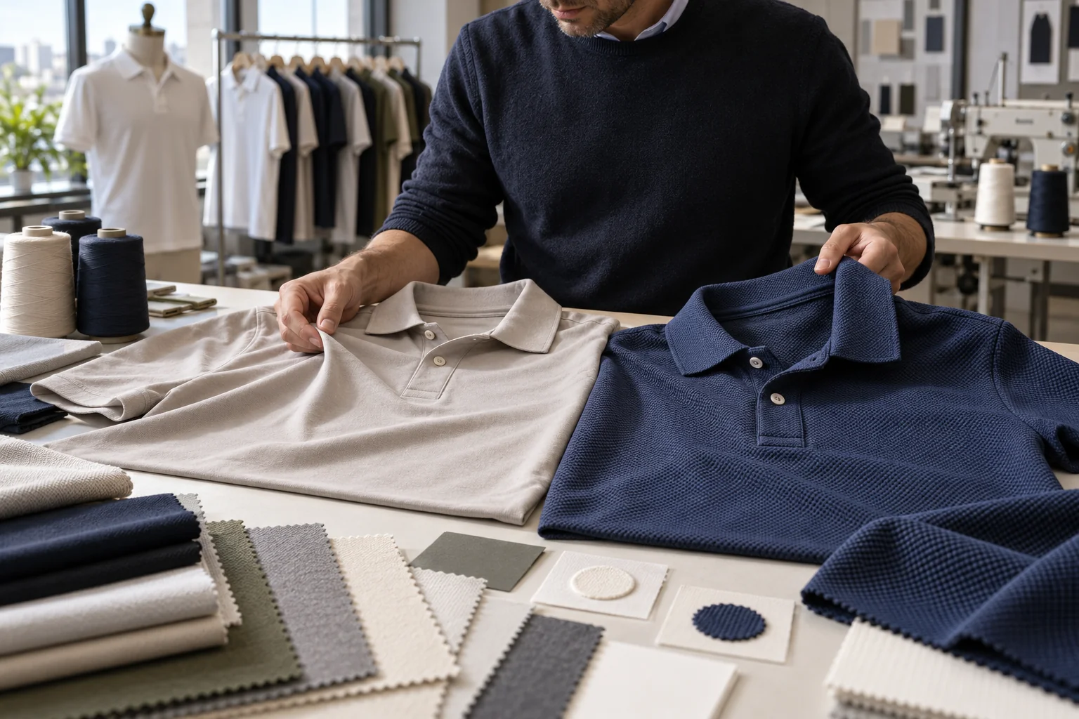 Plan the Right Polo Fabric Choice: Compare texture and opacity; Review collar and decoration needs; Test handfeel after washing
